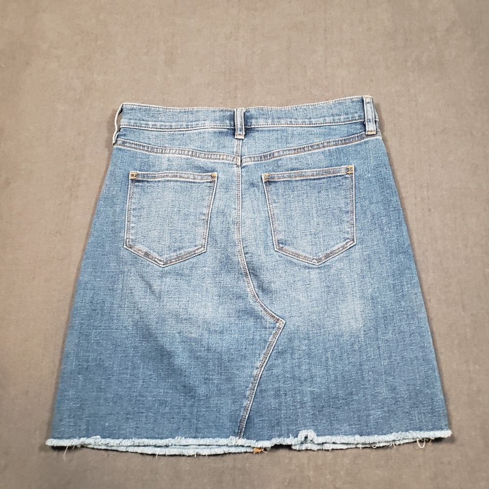 J.Crew Denim Mini Skirt Womens 6 Blue Raw Hem Asymmetrical Seam H4917 - Picture 2 of 7